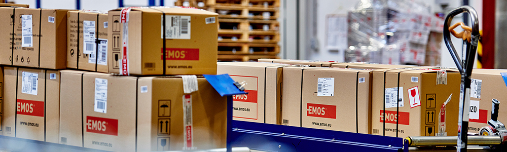 detail zabalených výrobků ve skladu EMOS - efektivní EDI komunikace napříč uskupením EMOS 
